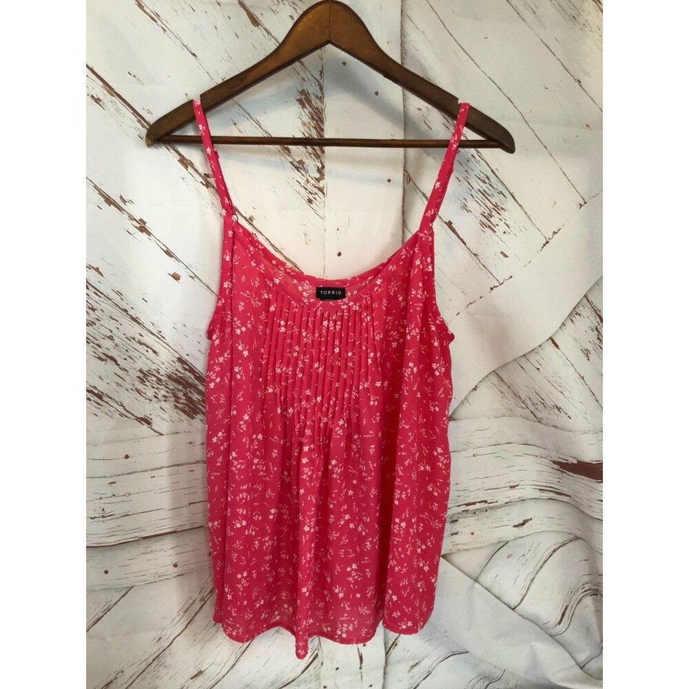 torrid Hot Pink Floral Pleated Cami Tank